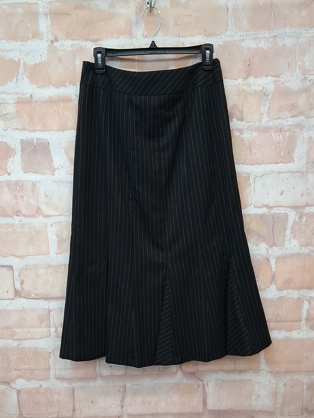 Apostrophe Black Pinstripe A-Line Skirt